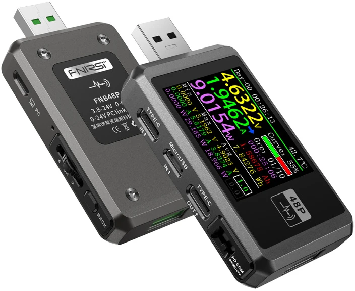 FNIRSI FNB48P USB Port Tester juodos spalvos