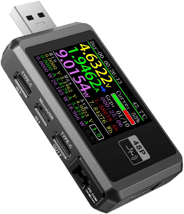 FNIRSI FNB48P USB Port Tester juodos spalvos