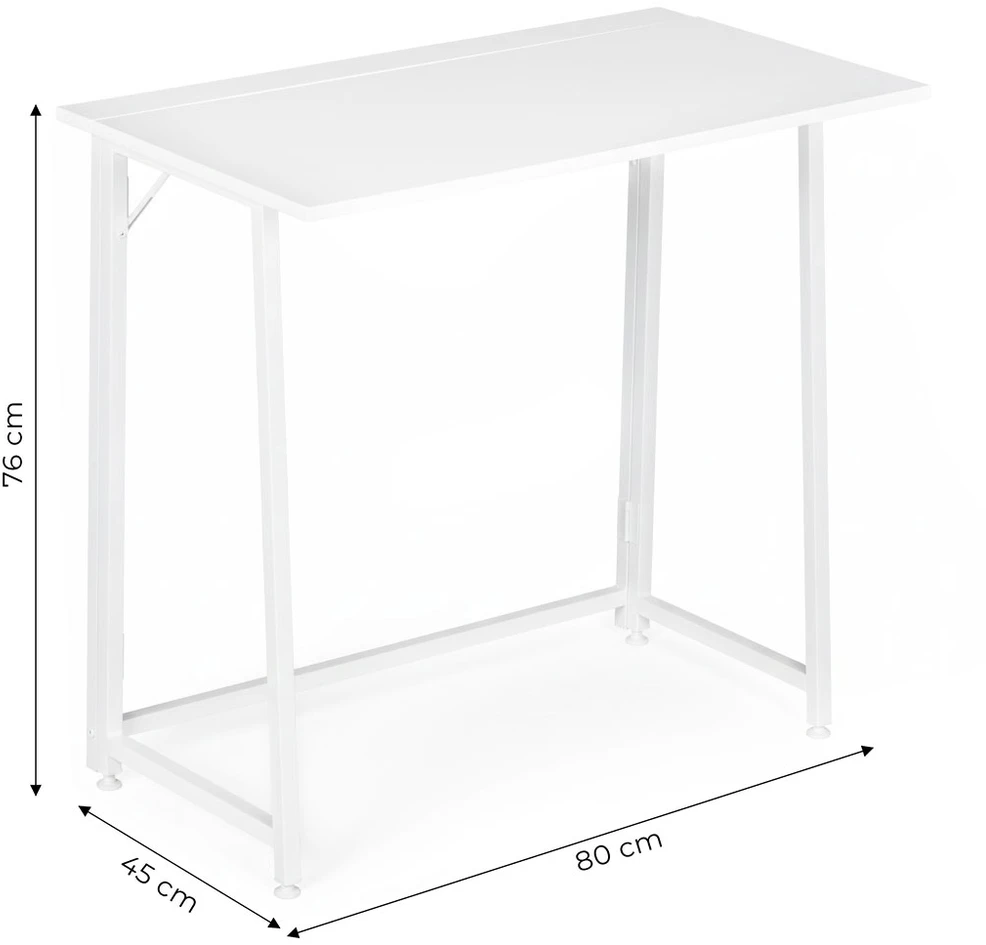 Foldable Computer Desk 80×45 cm Nešiojamas kompiuteris Table Baltas ModernHome
