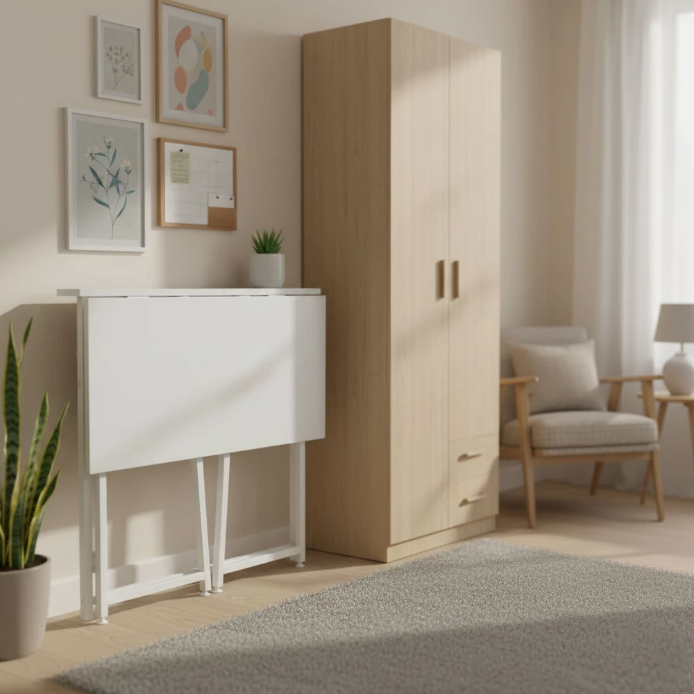 Foldable Computer Desk 80×45 cm Nešiojamas kompiuteris Table Baltas ModernHome