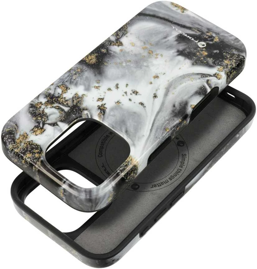 „iPhone 16 PLUS“ dėklas „Forcell F-Protect Mirage“, suderinamas su „Magsafe Military Drop-Test“ sidabrinis rūkas