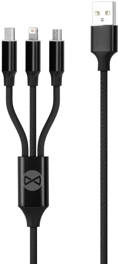 Forever 3in1 laidas USB – Lightning + USB-C + microUSB 1,2 m 2A juodas