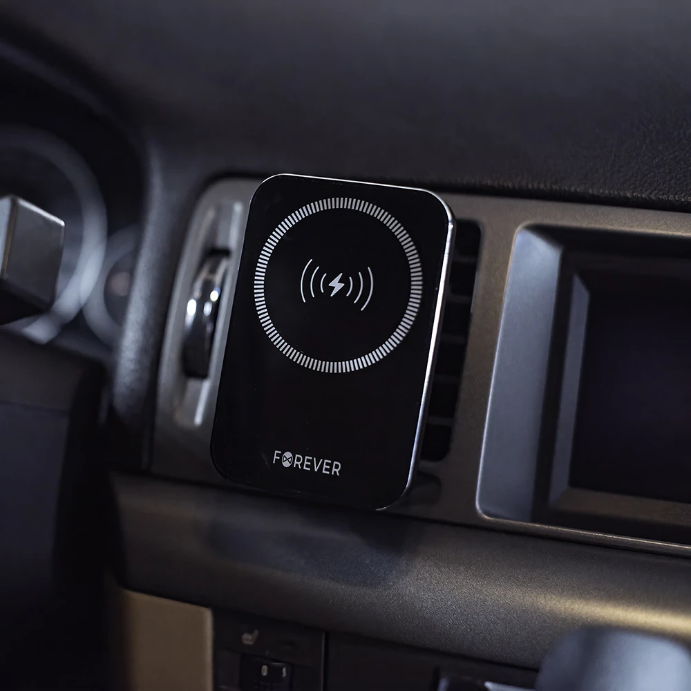 „Forever“ automobilinis laikiklis į ventiliacijos groteles MACH-100 magnetinis su belaidžiu įkrovimu, juodas, 15W
