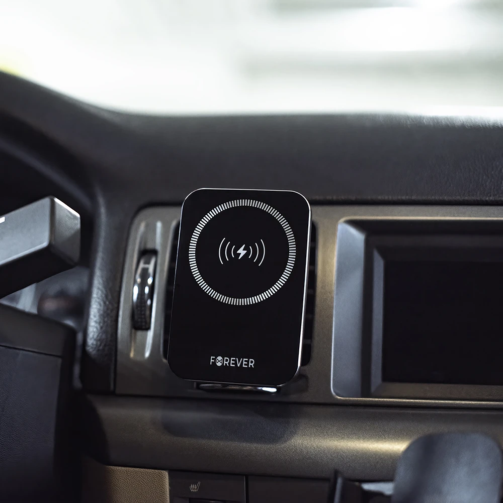 „Forever“ automobilinis laikiklis į ventiliacijos groteles MACH-100 magnetinis su belaidžiu įkrovimu, juodas, 15W