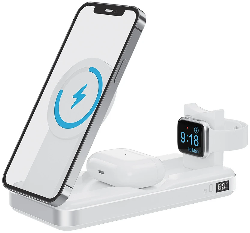 Forever belaidė išorinė baterija MATB-300 10000 mAh magnetinė 3in1 balta