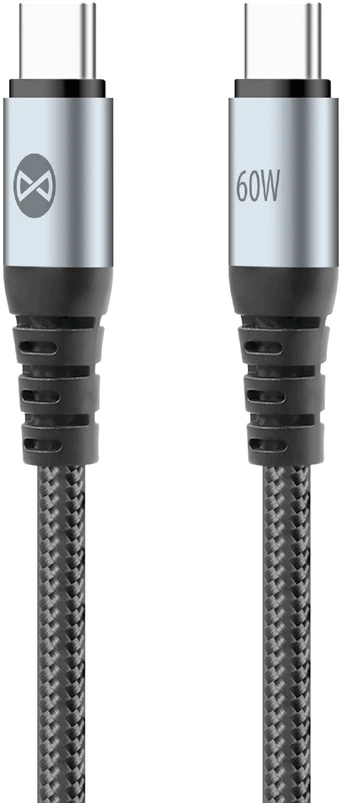 Forever Braix USB-C – USB-C laidas 1,0 m 60W juodas