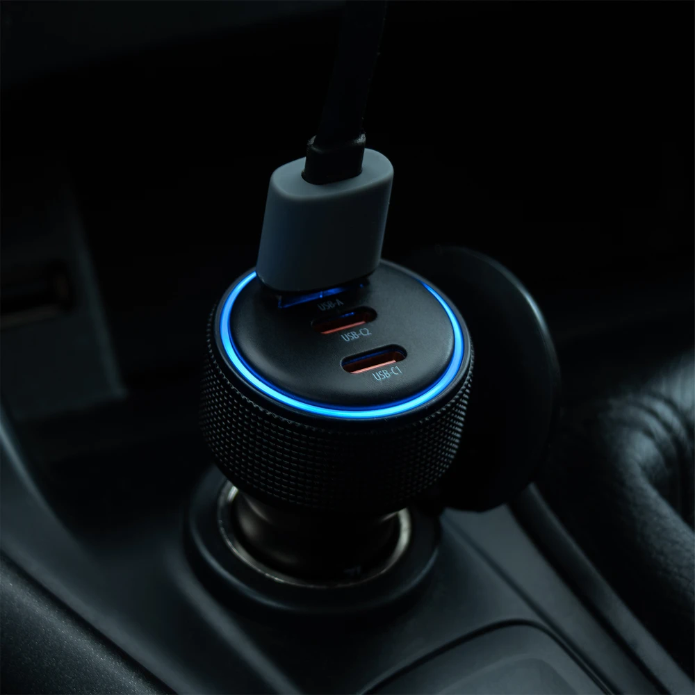 Forever CC-07-66ACC PD QC automobilinis įkroviklis 1x USB-A 2x USB-C 66W juodas