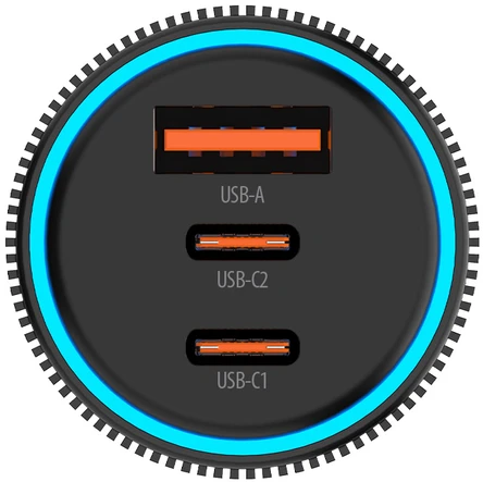 Forever CC-07-66ACC PD QC automobilinis įkroviklis 1x USB-A 2x USB-C 66W juodas