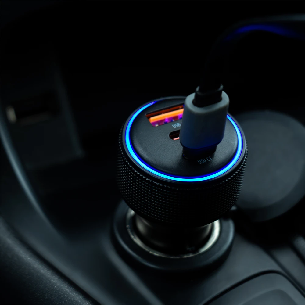 Forever CC-07-66ACC PD QC automobilinis įkroviklis 1x USB-A 2x USB-C 66W juodas