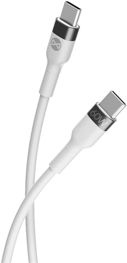 Forever Flexible USB-C – USB-C laidas 1,0 m 60W baltas