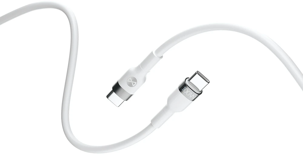 Forever Flexible laidas USB-C – USB-C 2,0 m 100W baltas