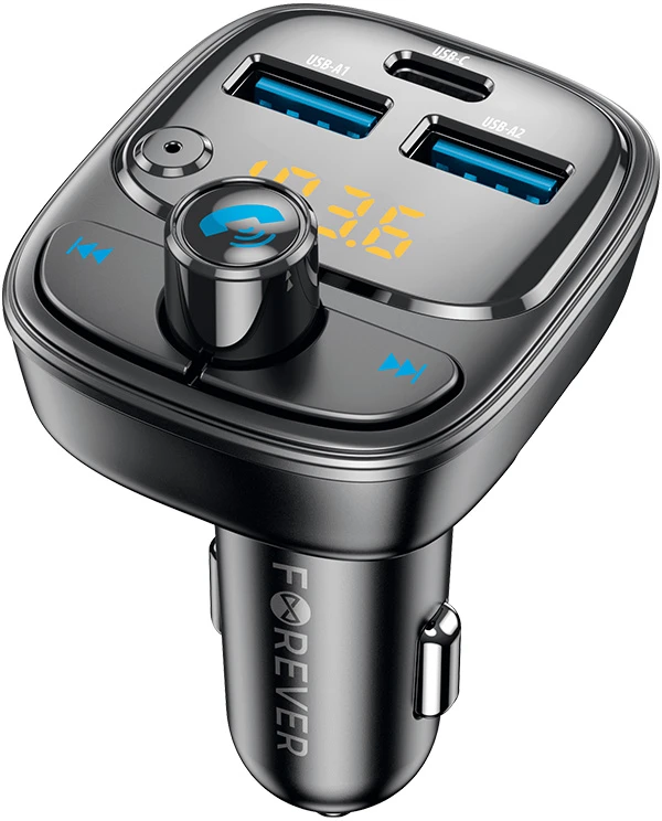 Forever FM siųstuvas BT 2 x USB-A 1 x USB-C PD 30W TR-370 juodas