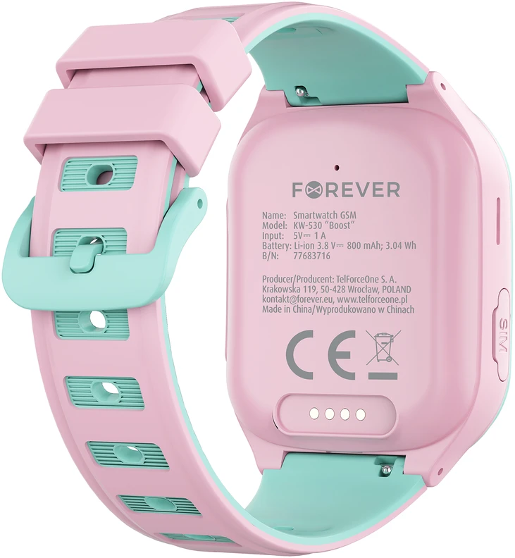 Išmanusis laikrodis vaikams Forever Išmanusis laikrodis GPS WiFi 4G Kids Boost KW-530 rožinis