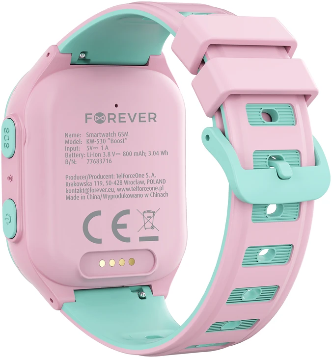 Išmanusis laikrodis vaikams Forever Išmanusis laikrodis GPS WiFi 4G Kids Boost KW-530 rožinis