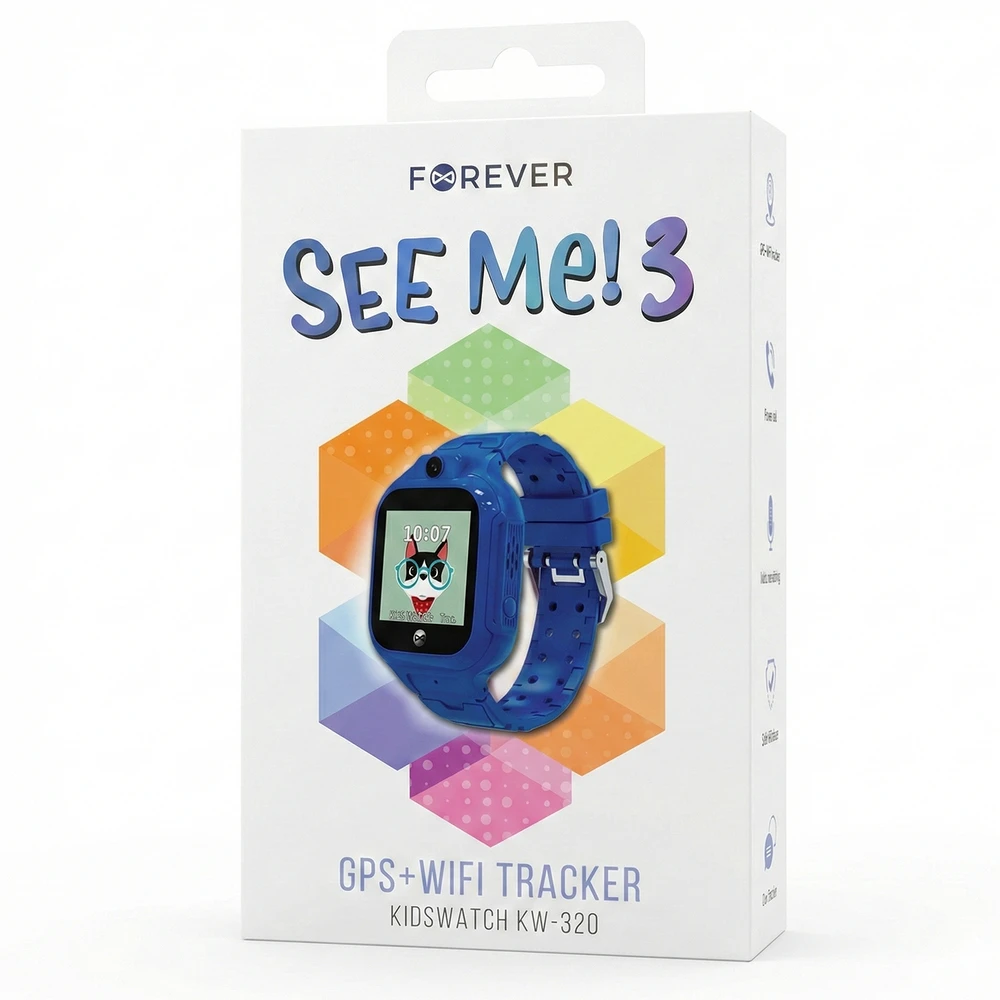 Forever išmanusis laikrodis GPS WiFi Kids See Me! 3 KW-320 mėlynas
