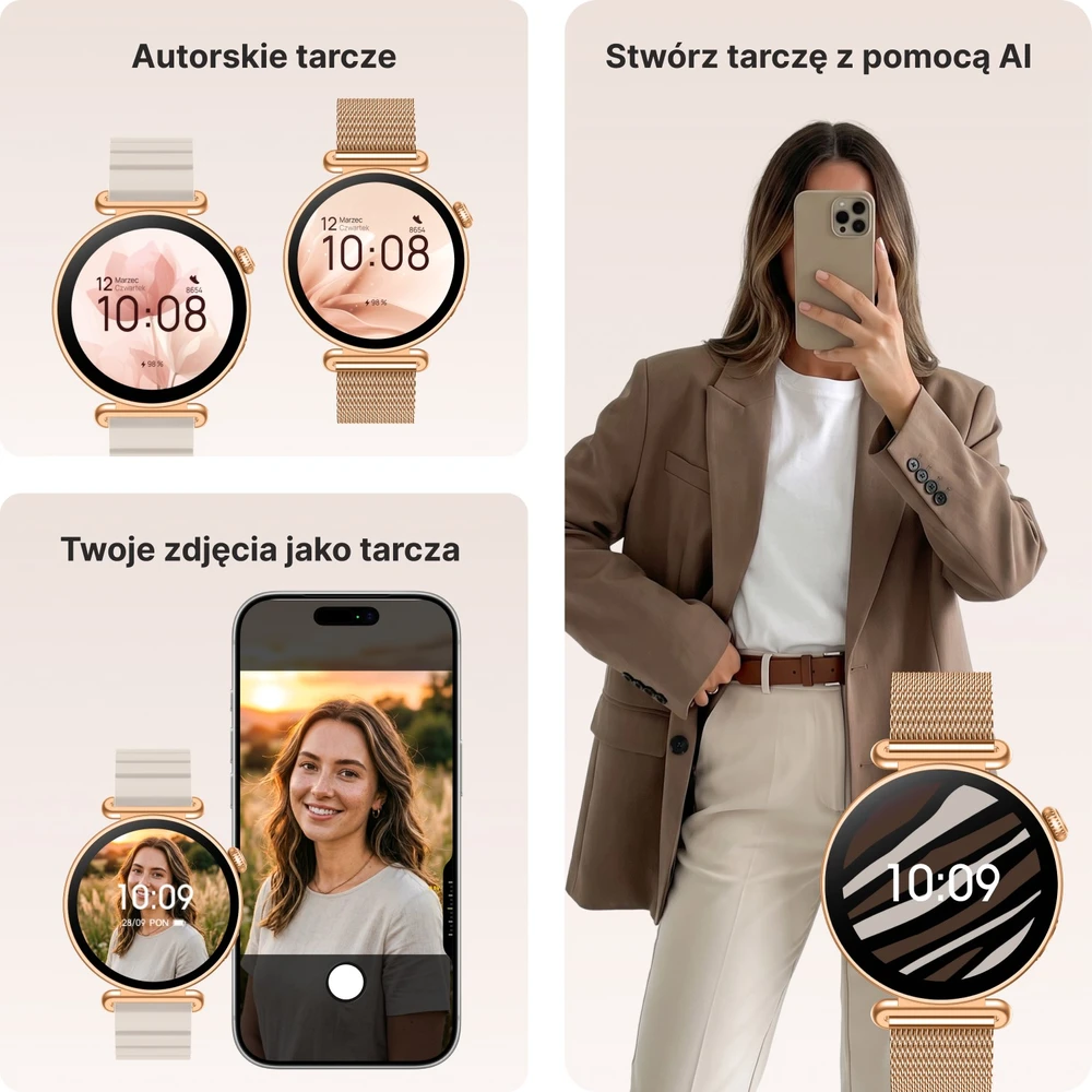 Forever išmanusis laikrodis Rosadust SB-380 rožinio aukso spalvos