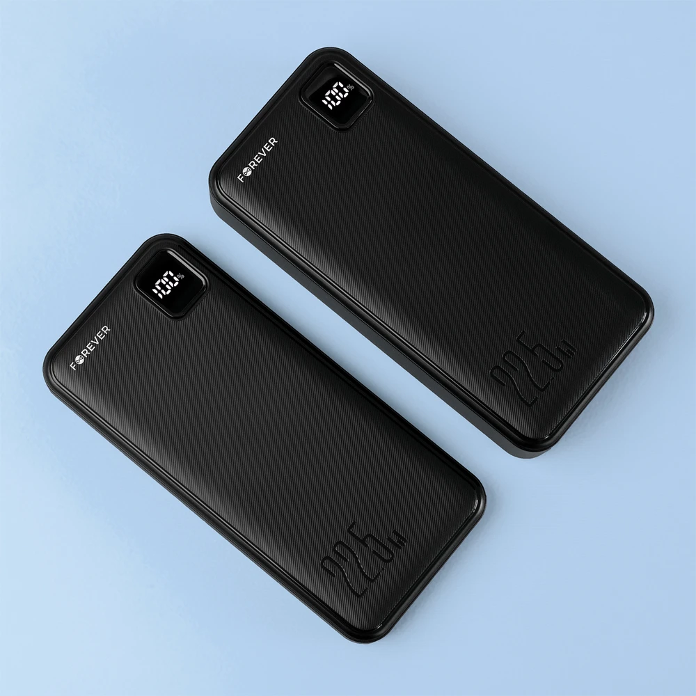Forever išorinė baterija TB-300L PD QC 22,5W 20000 mAh juoda