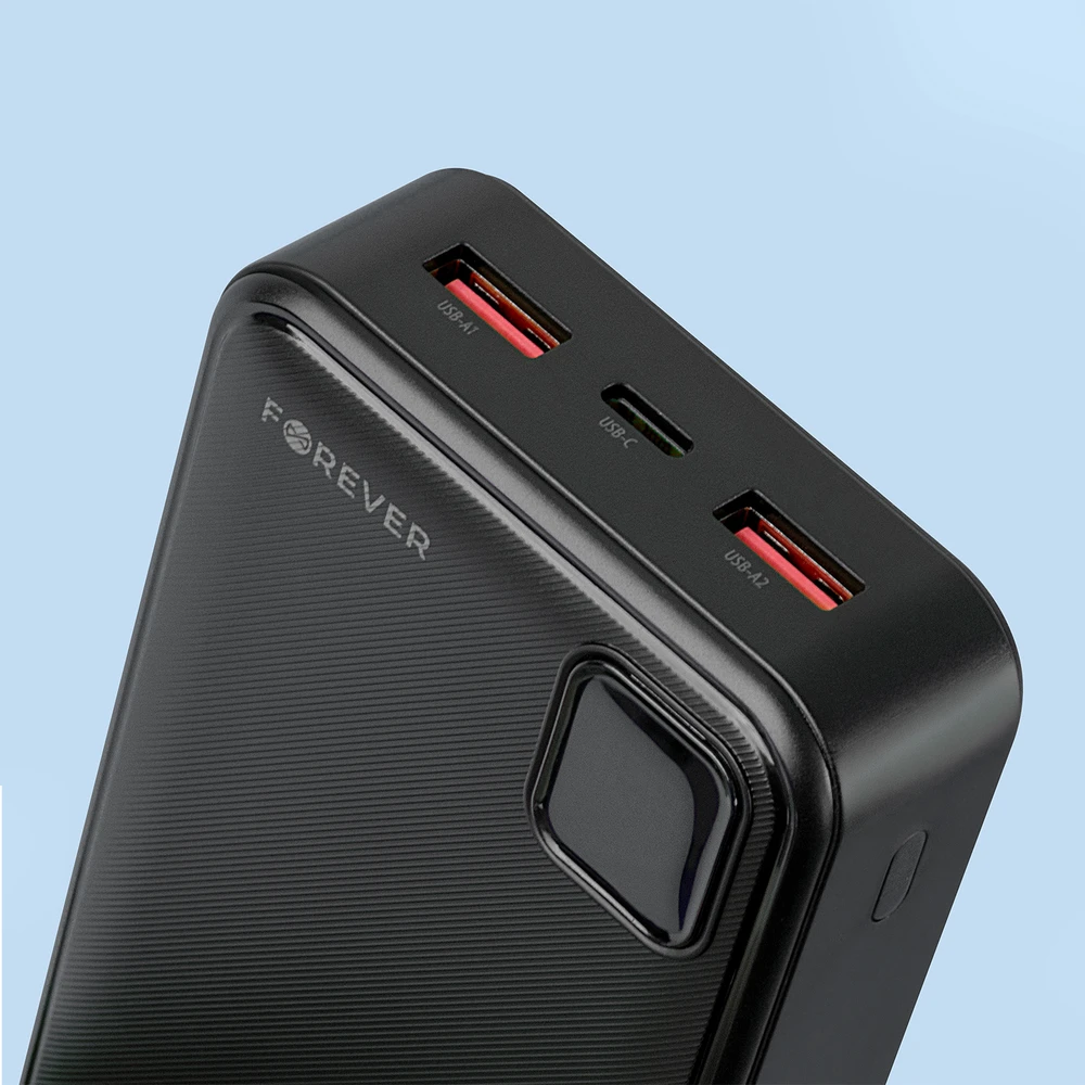 Forever išorinė baterija TB-300L PD QC 22,5W 20000 mAh juoda