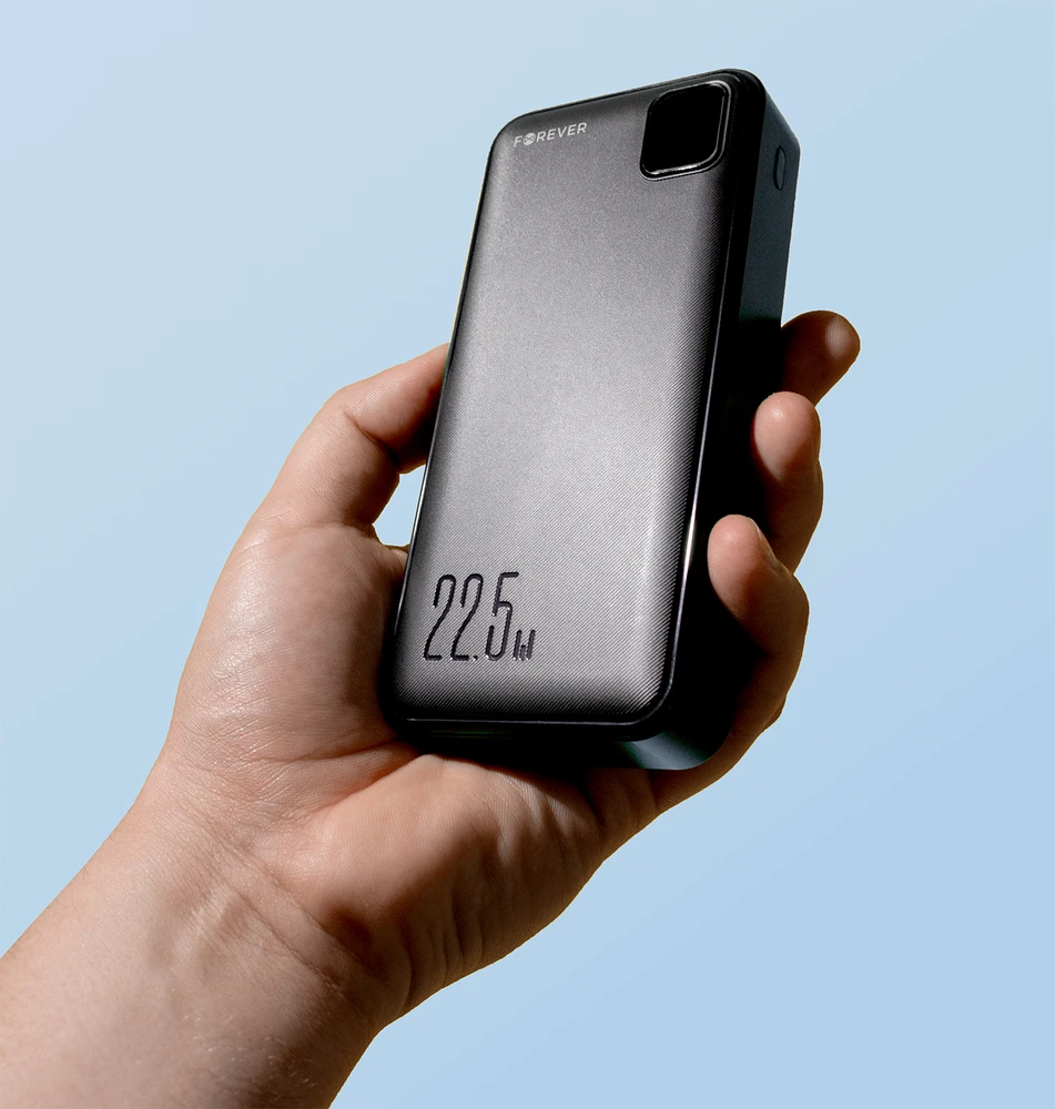 Forever išorinė baterija TB-300L PD QC 22,5W 20000 mAh juoda