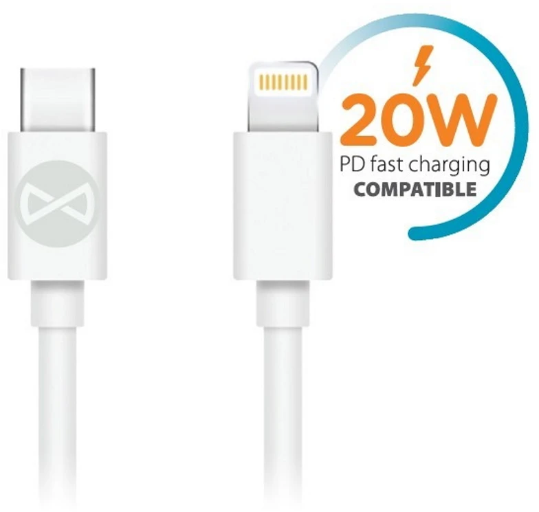 Forever USB-C – Lightning laidas 1,0 m 20W baltas