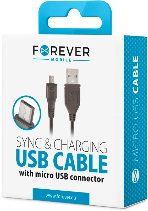 Forever laidas USB – microUSB 1,0 m 1A juodas