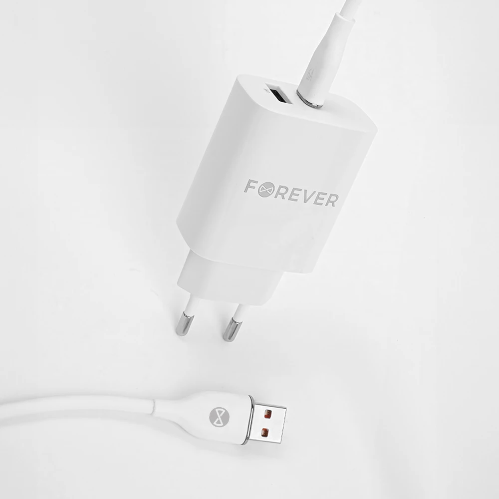 Forever USB – USB-C laidas 1,0 m 6A baltas