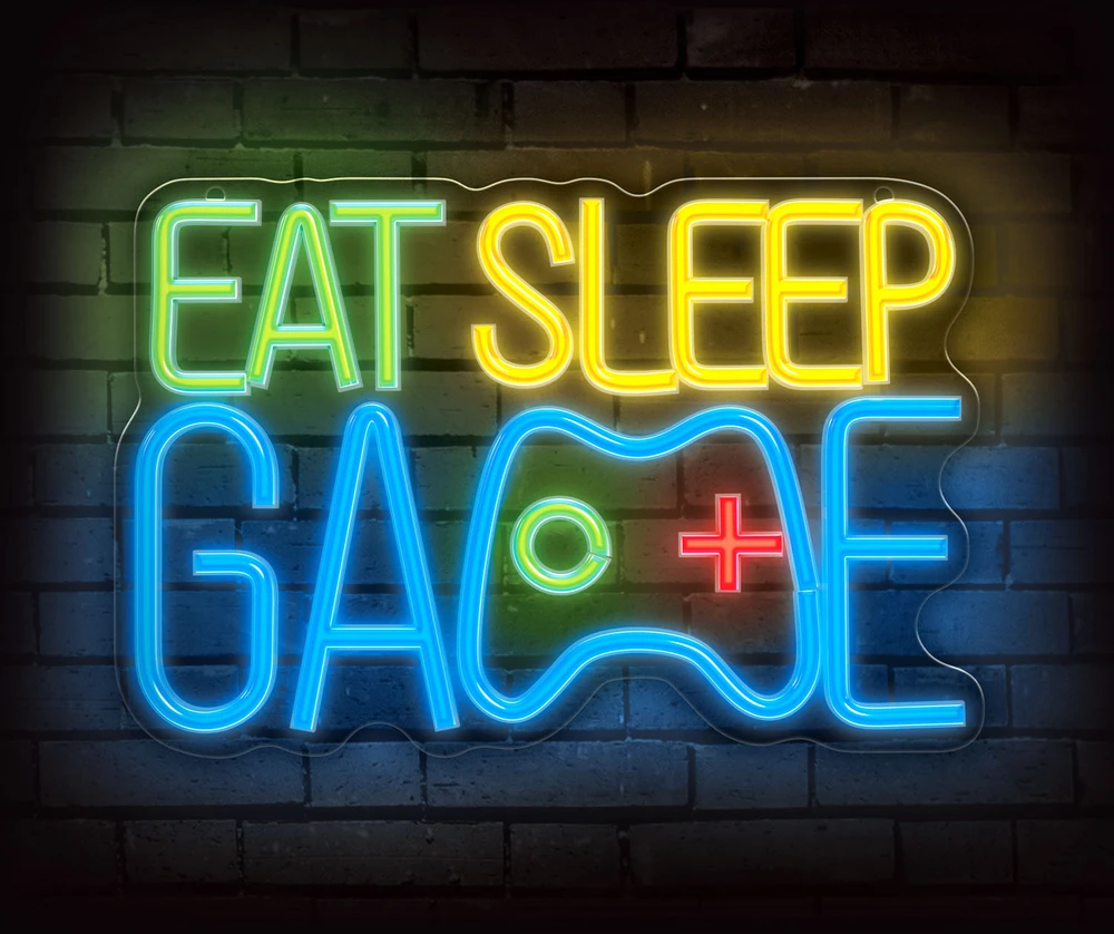„Forever Light Neon PLEXI“ LED šviestuvas „Eat Sleep Game“ daugiaspalvis FPNE33