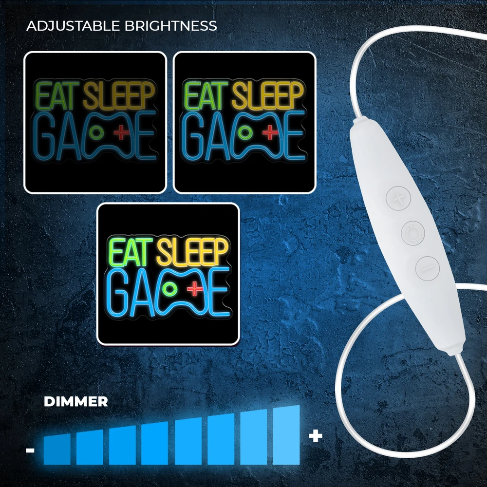 „Forever Light Neon PLEXI“ LED šviestuvas „Eat Sleep Game“ daugiaspalvis FPNE33