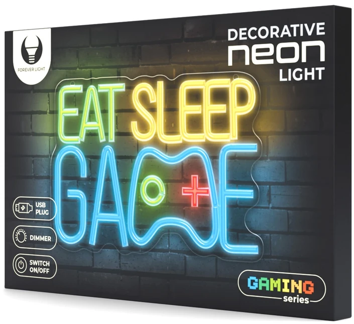 „Forever Light Neon PLEXI“ LED šviestuvas „Eat Sleep Game“ daugiaspalvis FPNE33