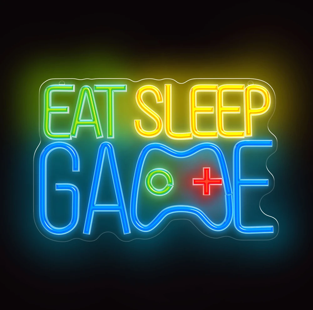 „Forever Light Neon PLEXI“ LED šviestuvas „Eat Sleep Game“ daugiaspalvis FPNE33