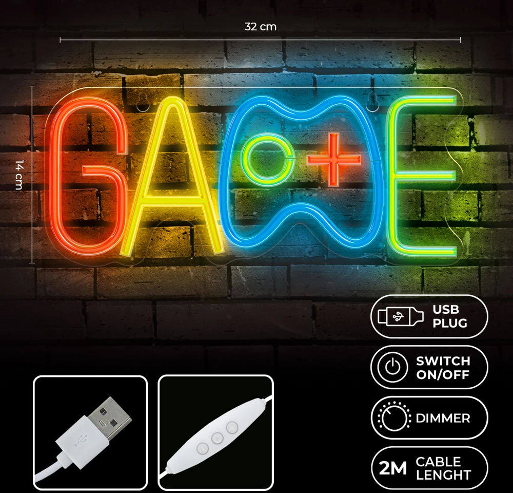 „Forever Light Neon PLEXI LED GAME“ daugiaspalvis FPNE40