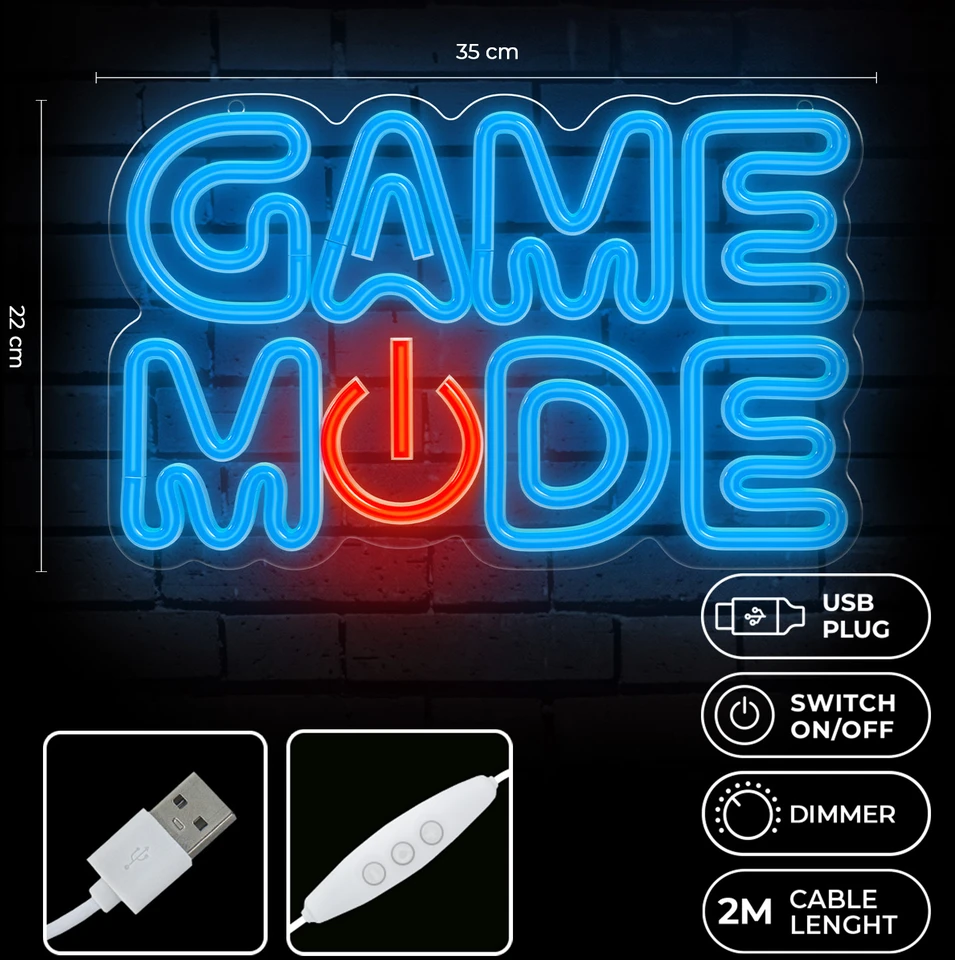Forever Light Neon PLEXI LED GAME MODE mėlynas raudonas FPNE38
