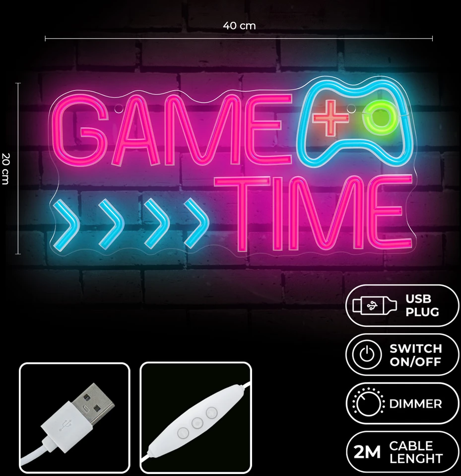 „Forever Light Neon PLEXI“ LED ŽAIDIMO TIME daugiaspalvis FPNE34
