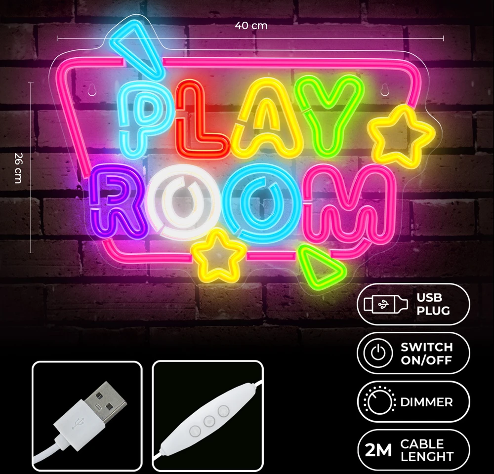 „Forever Light Neon PLEXI“ LED žaidimų kambarys, daugiaspalvis FPNE39