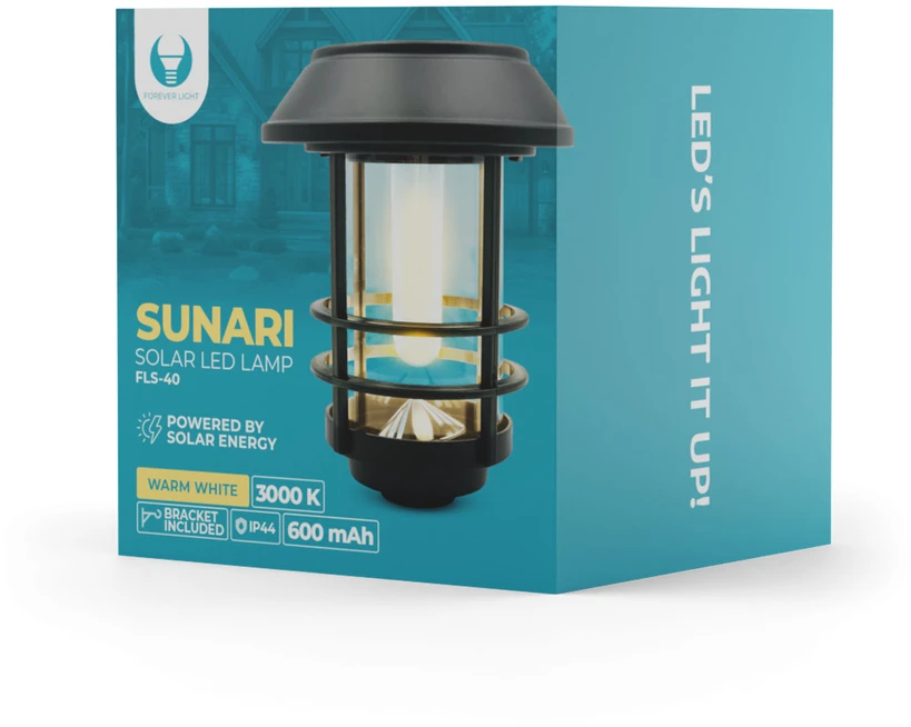 Forever Light saulės energija įkraunamas LED žibintas SUNARI FLS-40 juodas