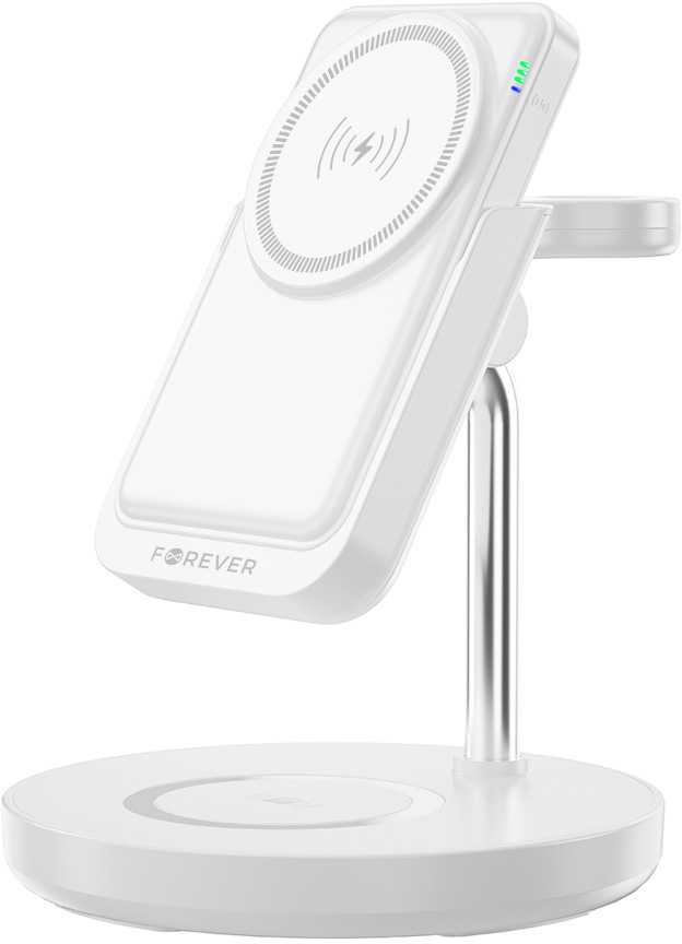 Forever MACS-100 magnetinis belaidis įkroviklis su power bank baltos spalvos 5in1
