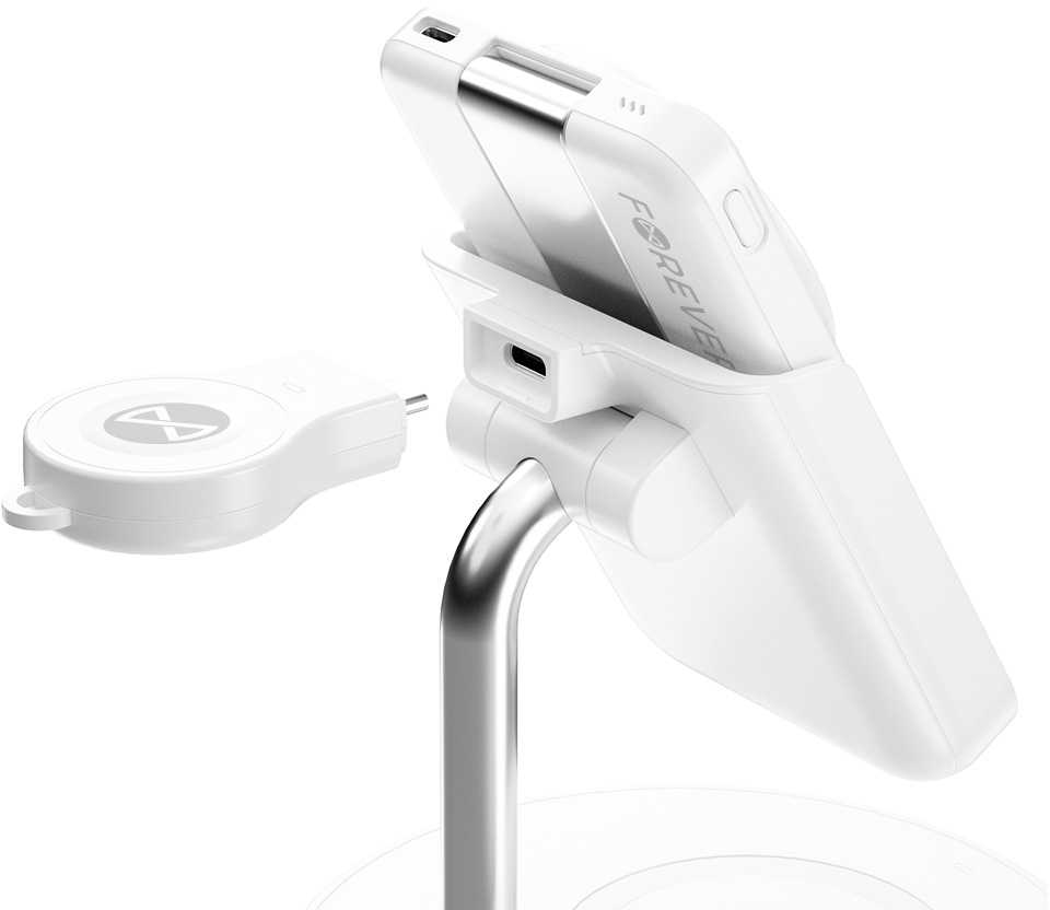 Forever MACS-100 magnetinis belaidis įkroviklis su power bank baltos spalvos 5in1