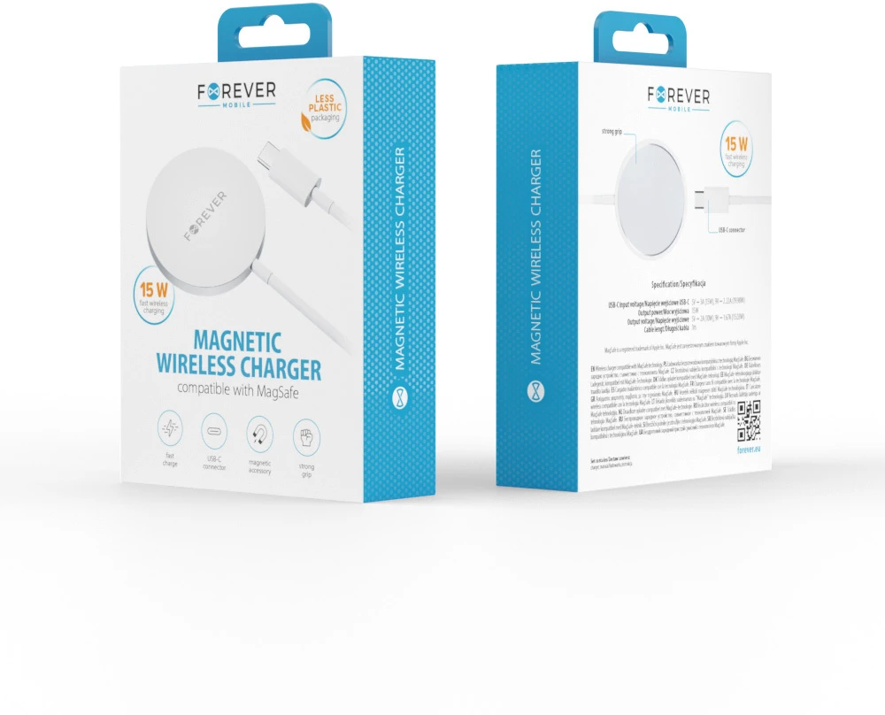 Forever MAWC-100 magnetinis belaidis įkroviklis 15W pilkas