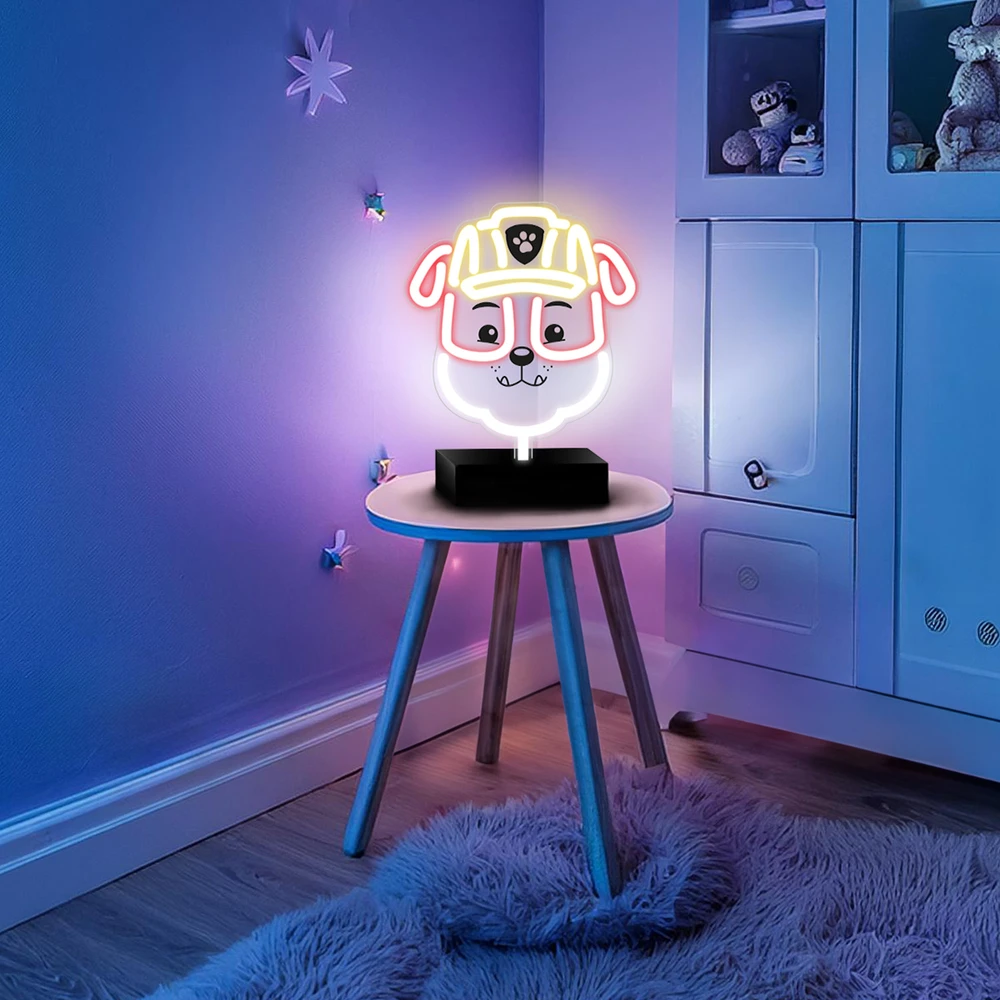 Plastrol Psi Patrol Neoninis LED šviestuvas su stovu Paw Patrol – Rubble OW-120446