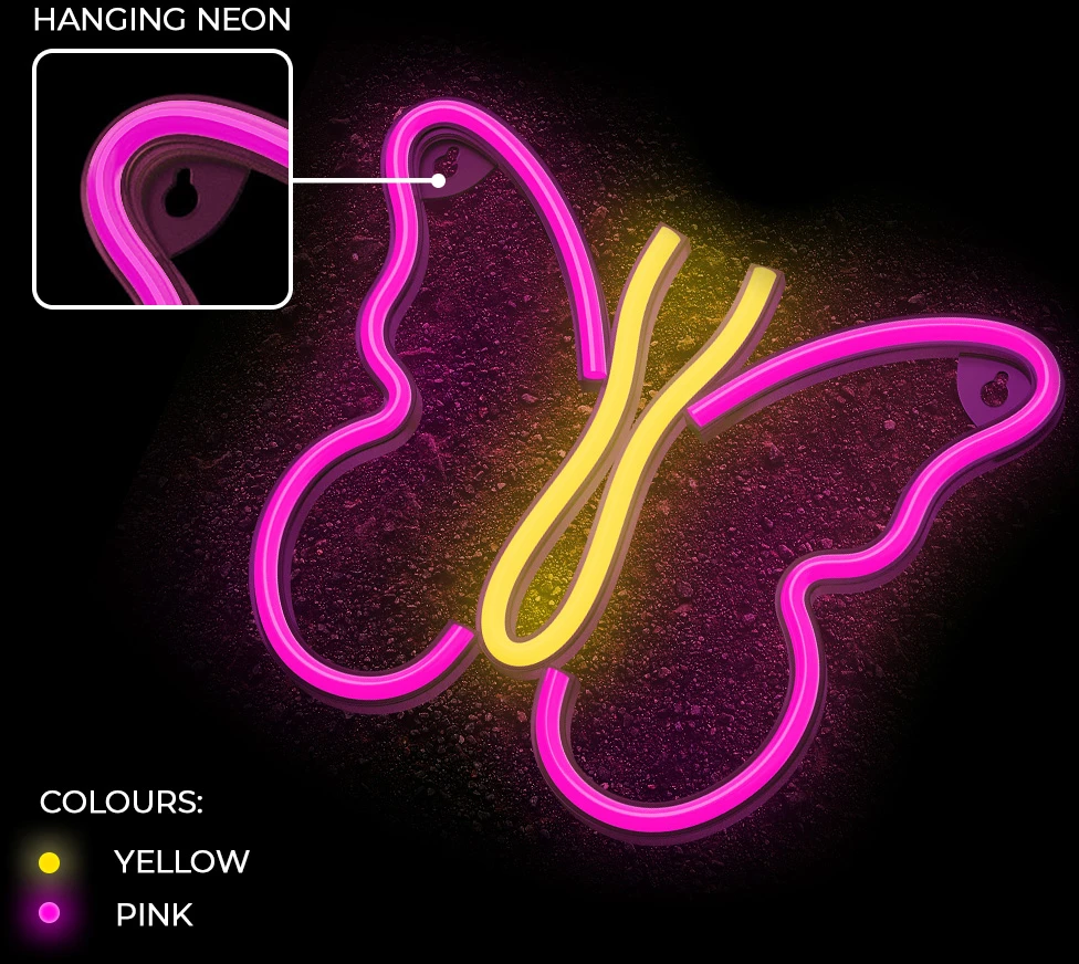 TelForceone Neoninis LED šviestuvas BUTTERFLY rožinis NNE03 Neolia