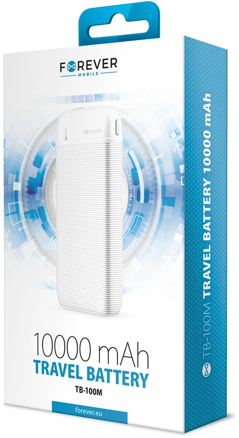 Forever išorinė baterija TB-100M 10000 mAh balta