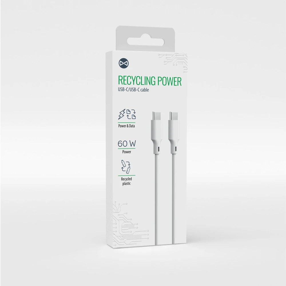 Forever recycling USB-A – USB-C laidas 1,5m 3A KR60-AC-00 baltas