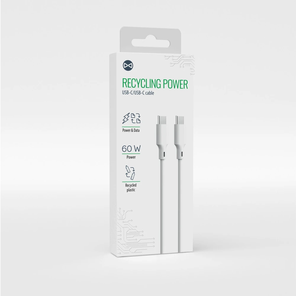 „Forever Recycling“ USB-C – „Lightning“ laidas 1,5m 3A KR12-CL-00 baltas
