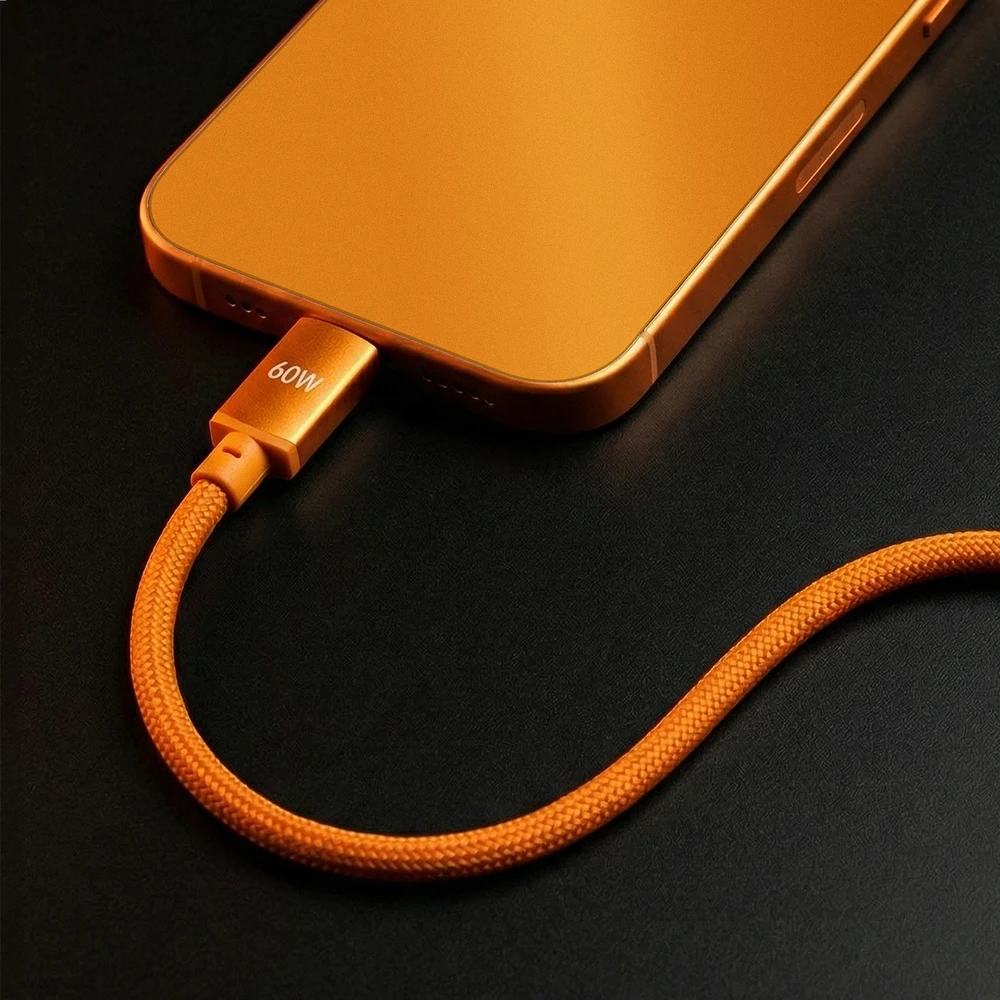 Forever Saffron USB-C – USB-C laidas 1,0 m 60W oranžinis