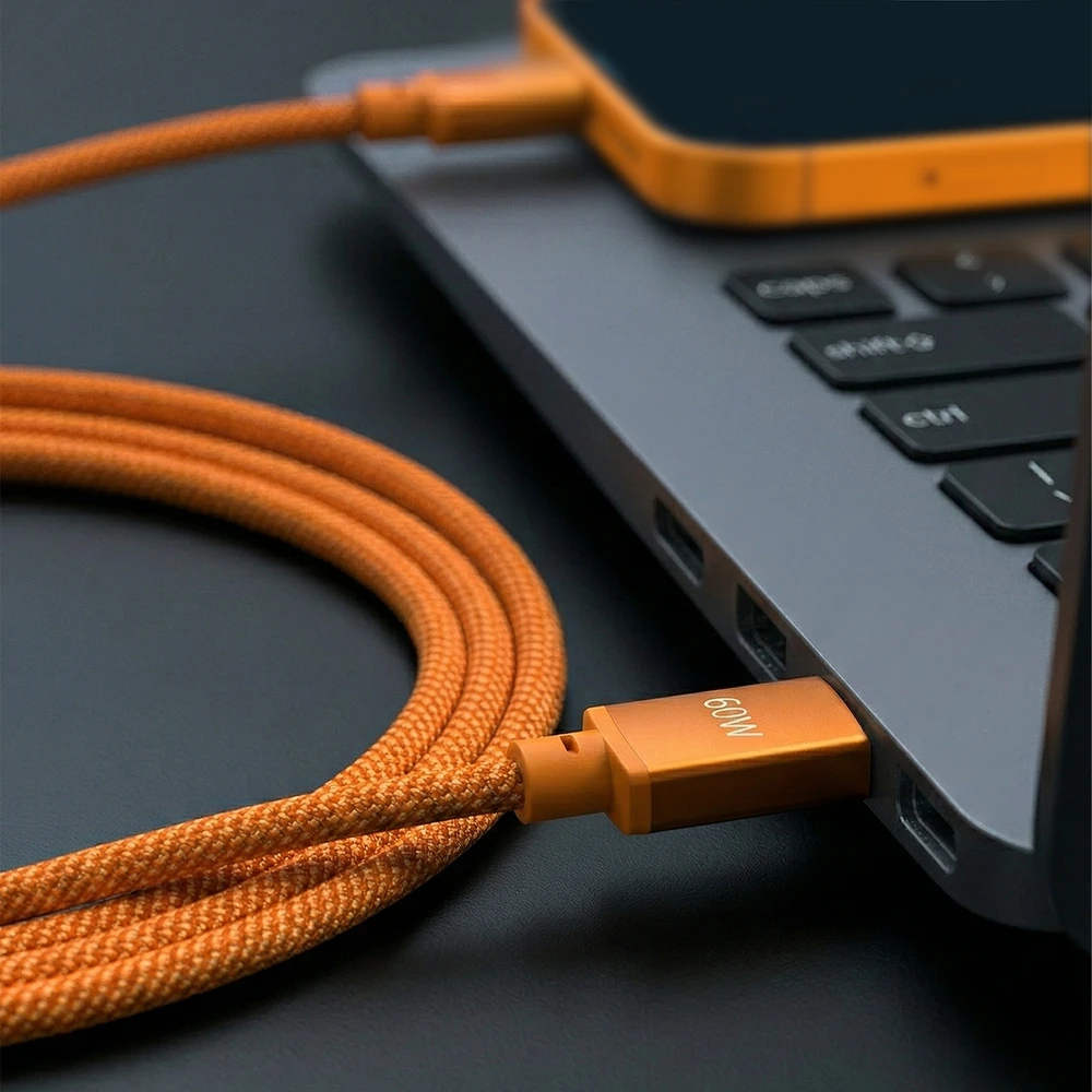 Forever Saffron USB-C – USB-C laidas 1,0 m 60W oranžinis