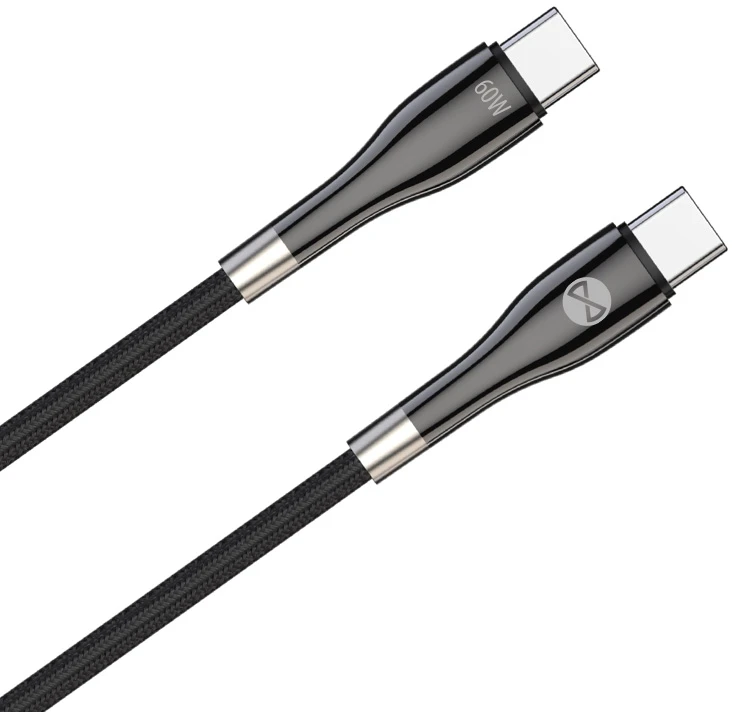 Forever Sleek laidas USB-C – USB-C 1,0 m 60W juodas