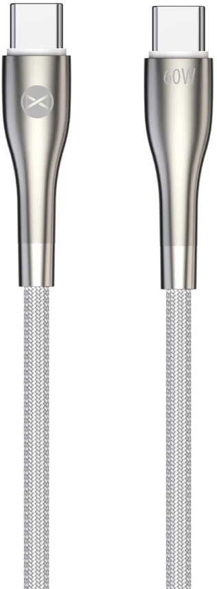 Forever Sleek laidas USB-C – USB-C 1,0 m 60W baltas