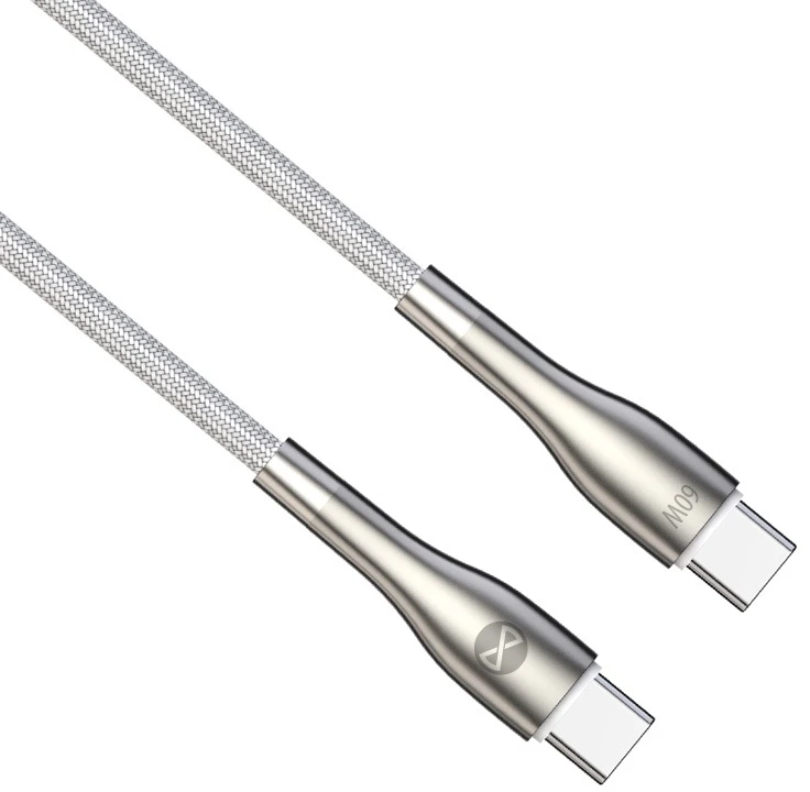 Forever Sleek laidas USB-C – USB-C 1,0 m 60W baltas