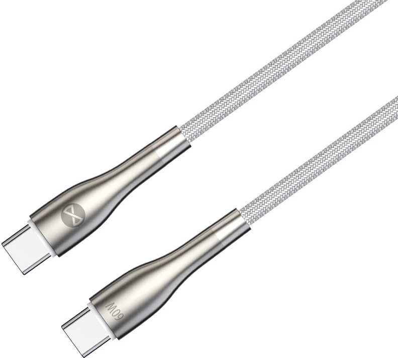 Forever Sleek laidas USB-C – USB-C 1,0 m 60W baltas