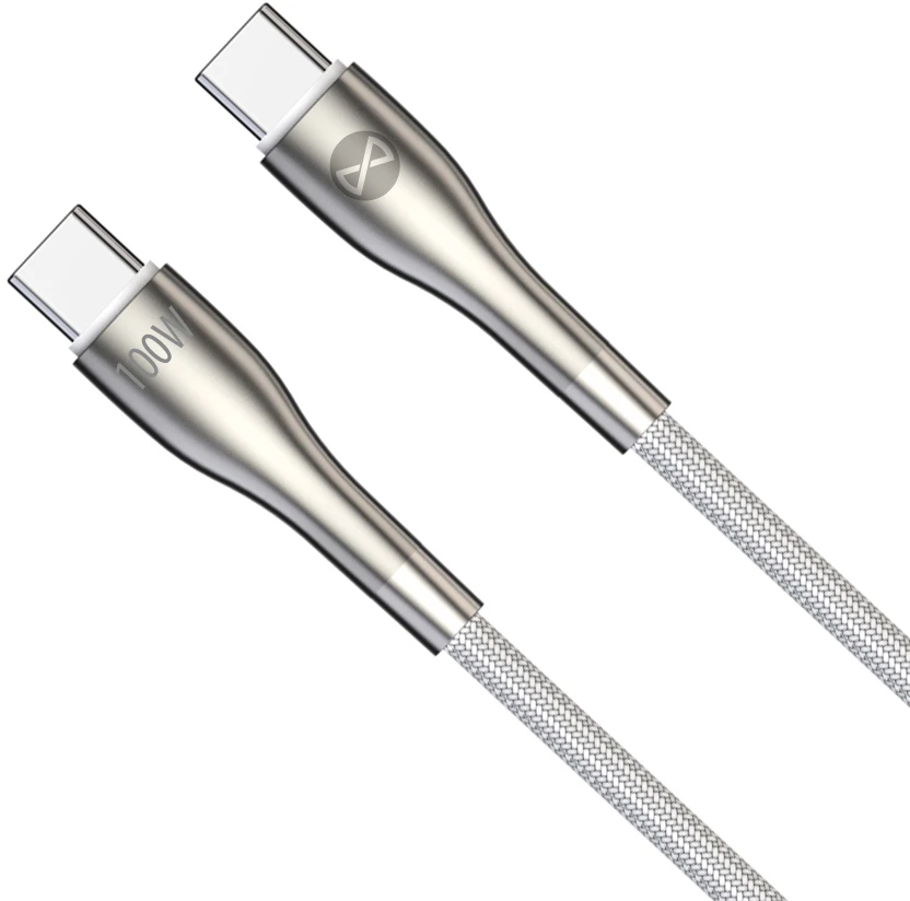 Forever Sleek laidas USB-C – USB-C 1,0 m 100W baltas
